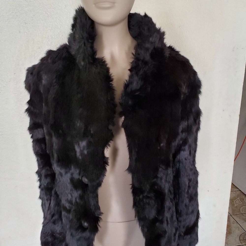 Womens black faux fur